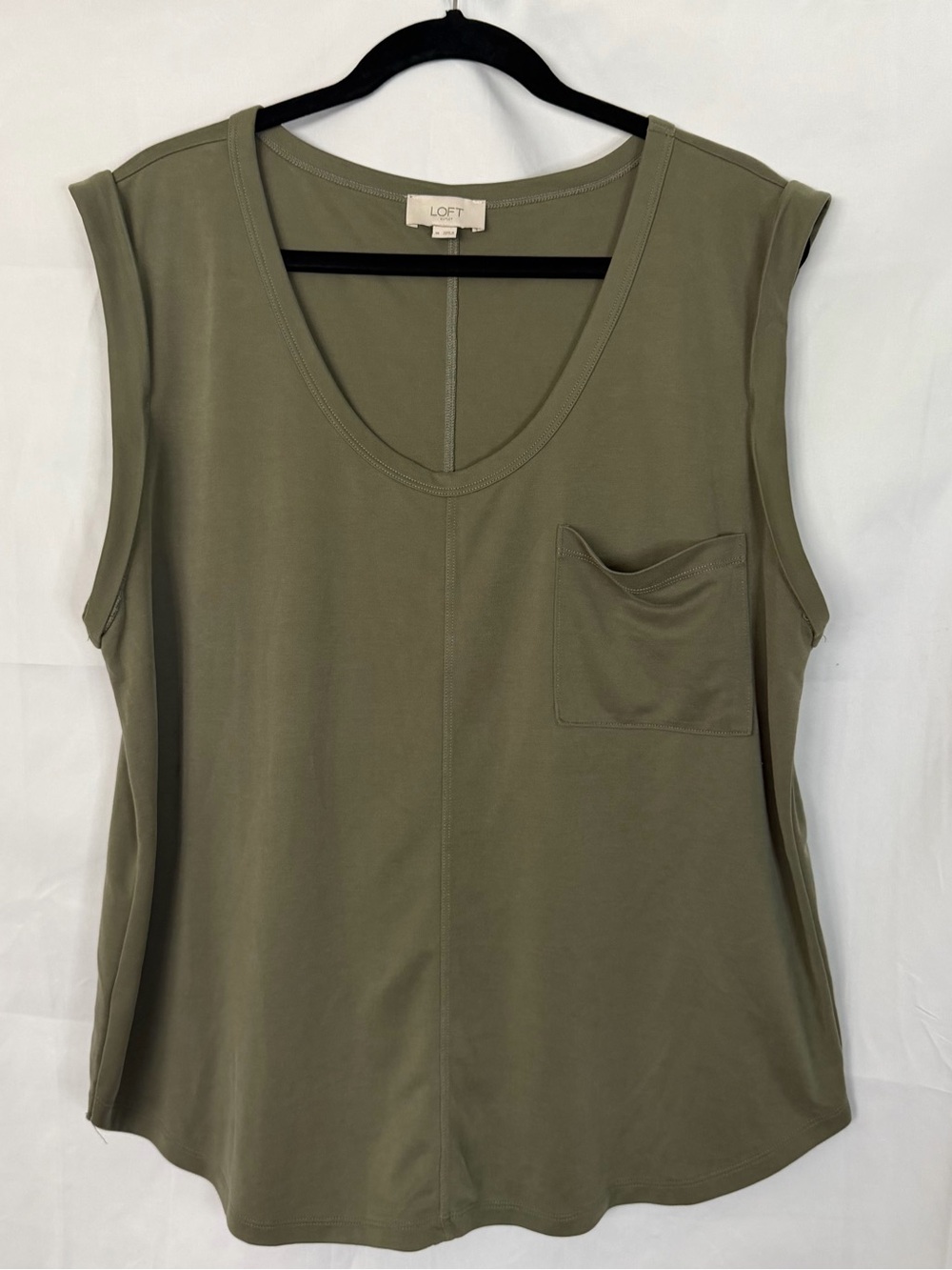 LOFT Olive Green Sleeveless Pocket Tank